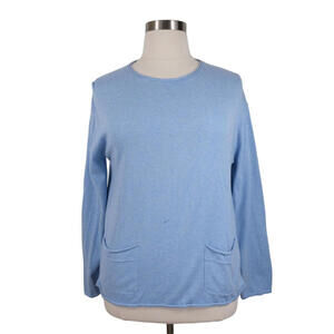 J Jill Blue Pocket Tunic Relaxed Fit Sweater - Large